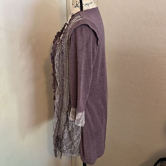 My Pretty Angel Fairy Whimsical Feminine Purple Lace Detailed Boho Romantic Top - Picture 2 of 10